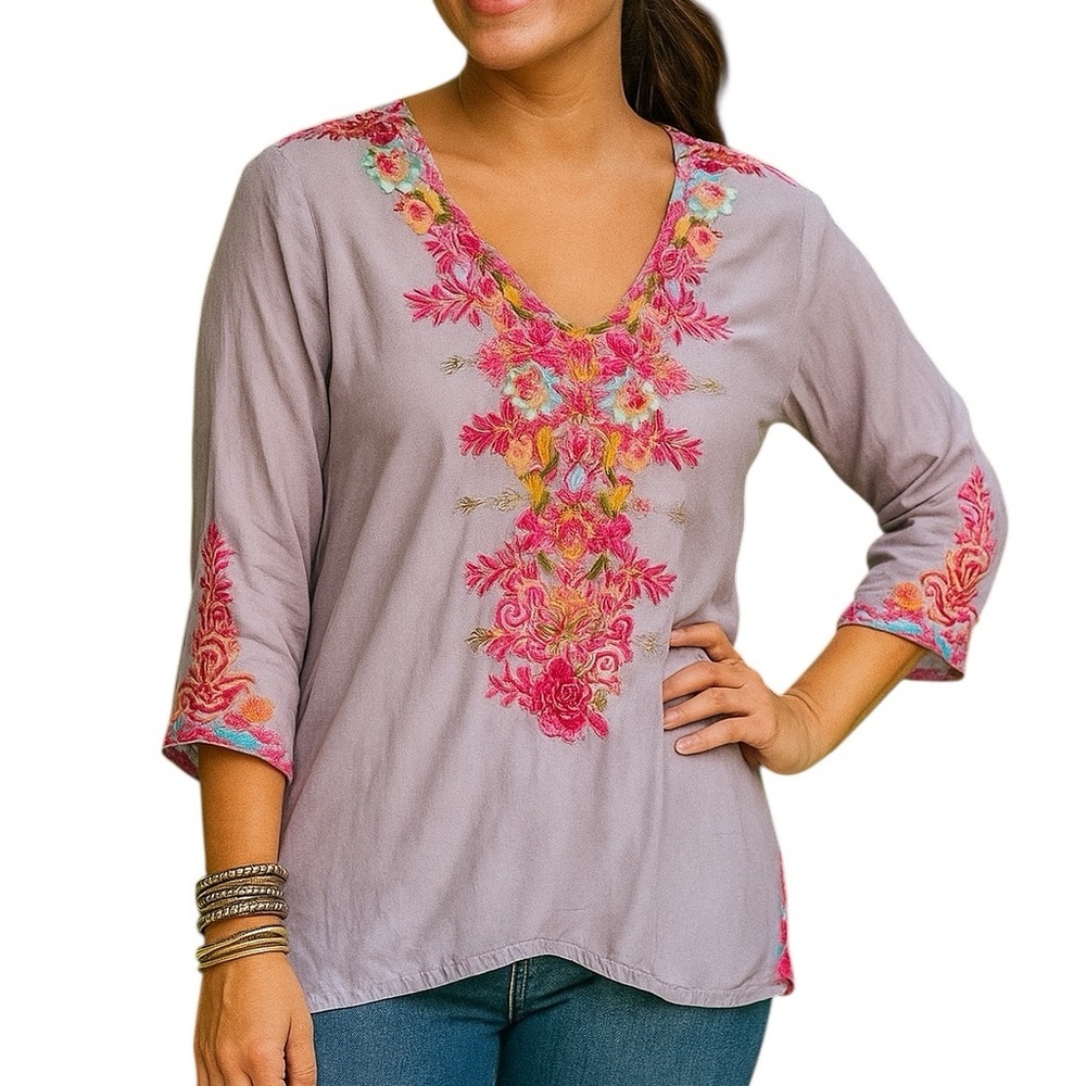 Johnny Was Briony heavily embroidered blouse NWT